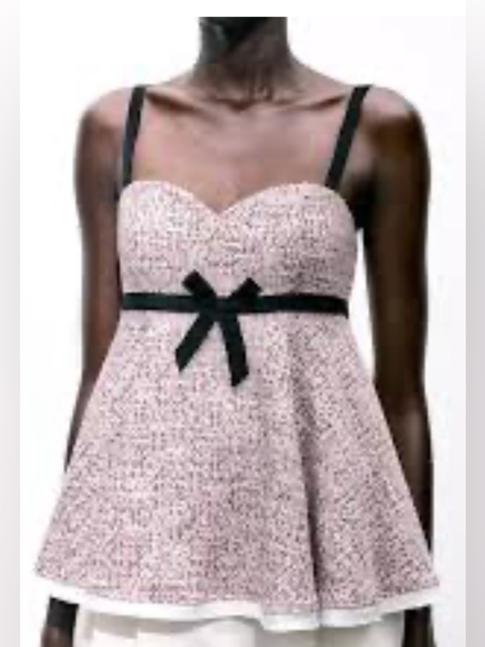 Women's Pink Bow-Accent Babydoll Top/ Size Large